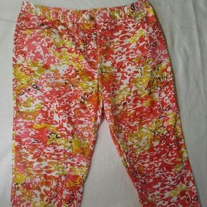Lark Lane Print Casual Capri's Pinks Yellows 18